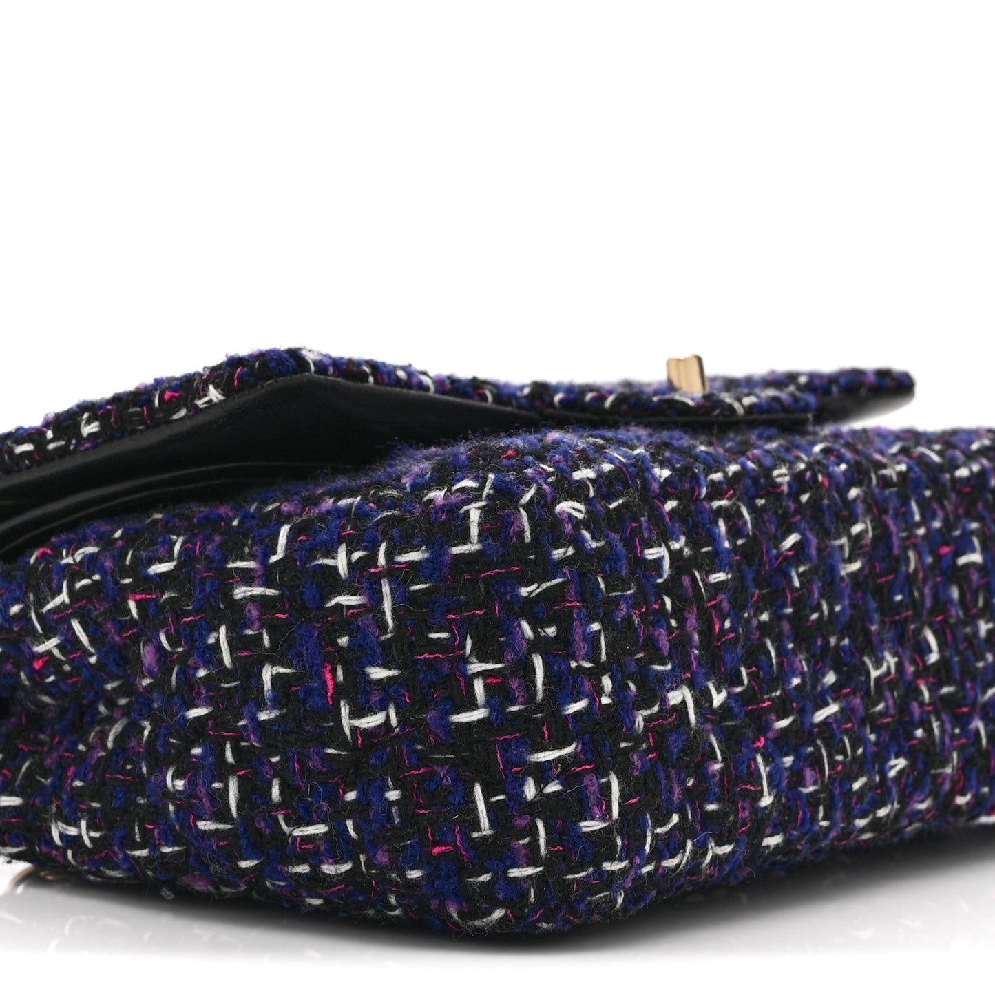 Tweed Quilted Medium Double Flap Dark Purple
