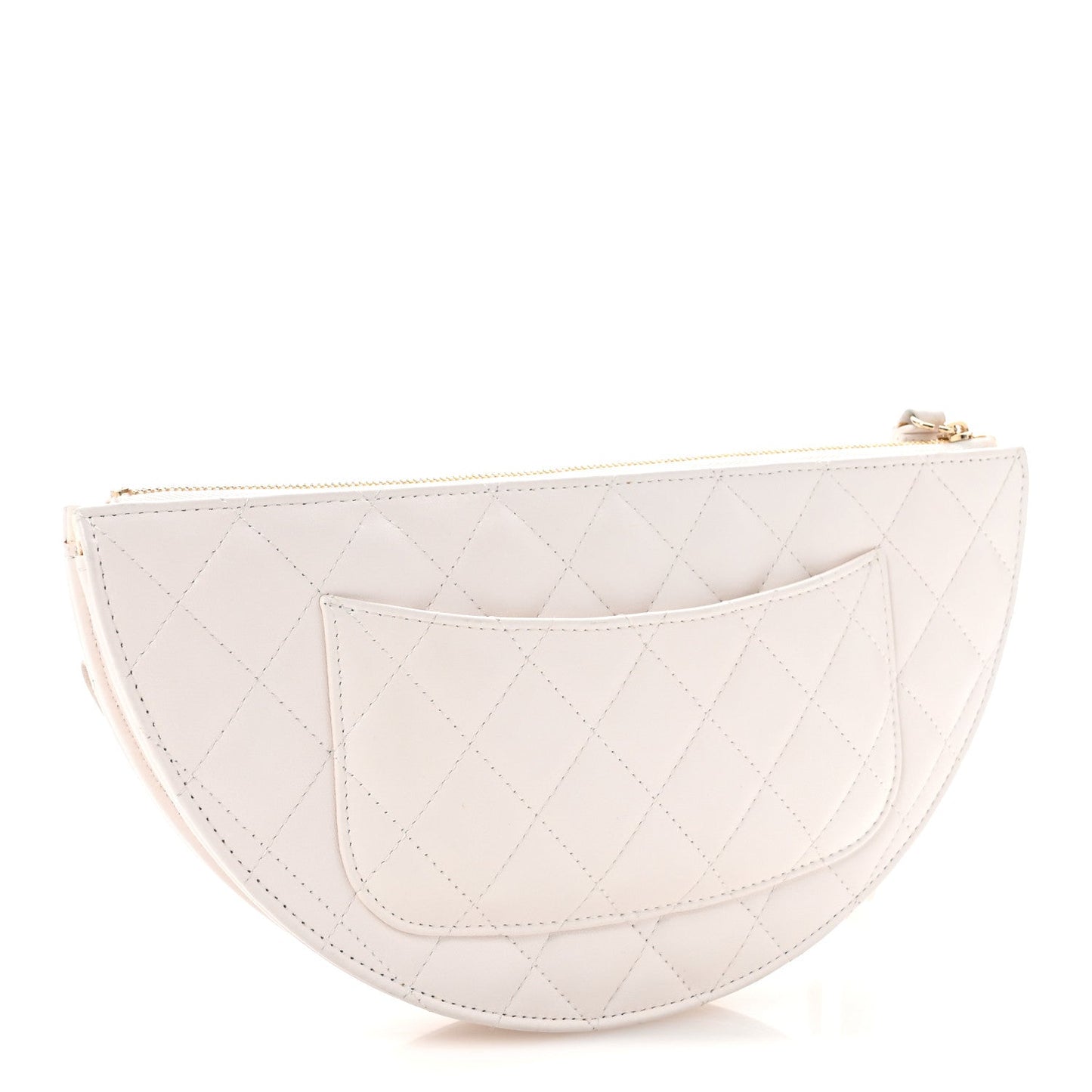 Lambskin Quilted Wave Clutch White
