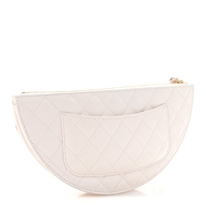 Lambskin Quilted Wave Clutch White