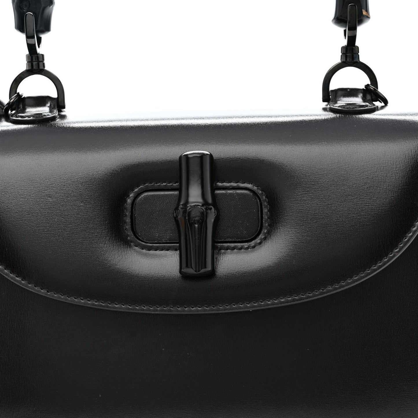 Boarded Dyana Lux Calfskin Web Monochrome Medium Bamboo 1947 Top Handle Bag Black