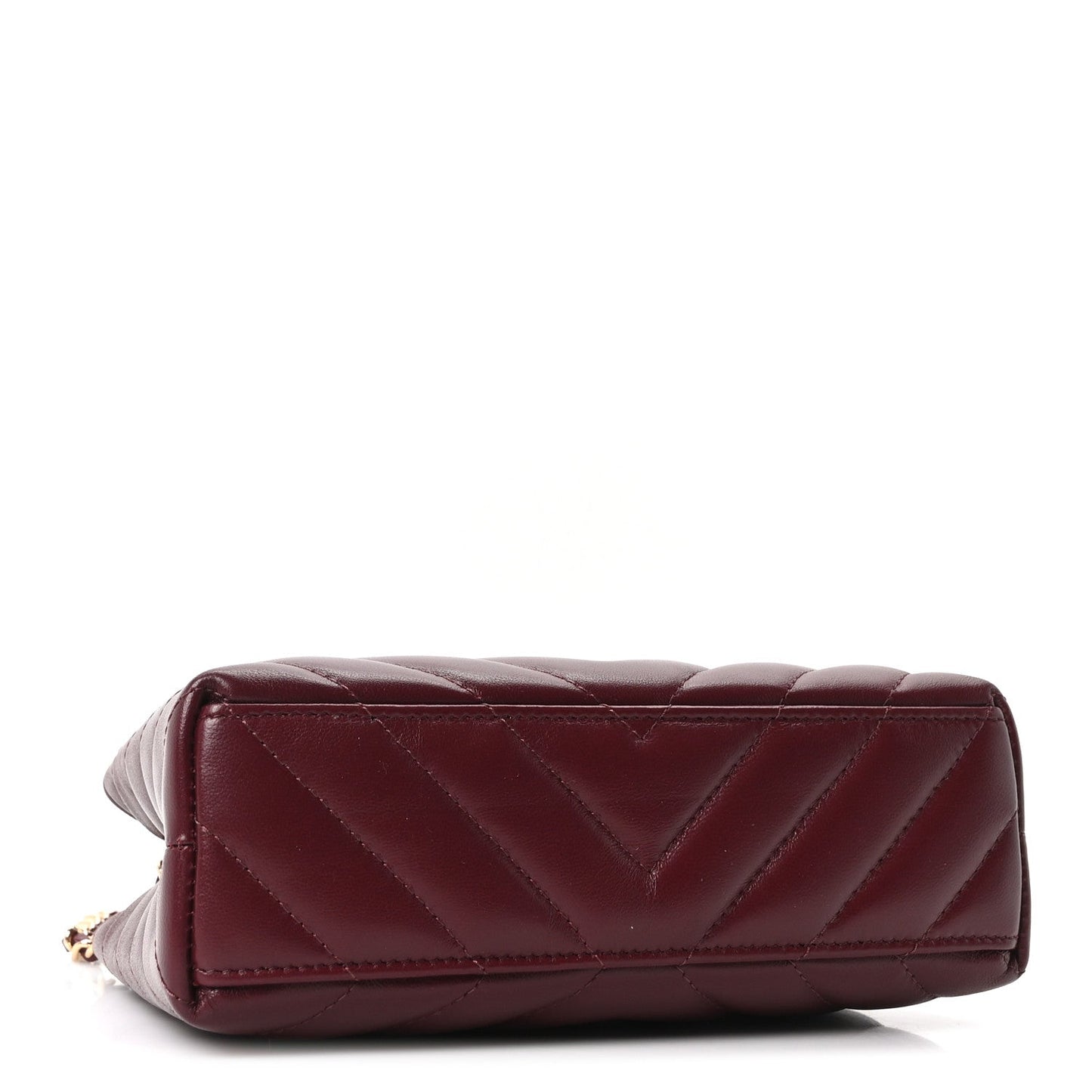 Shiny Lambskin Chevron Quilted Nano Kelly Shopper Dark Burgundy