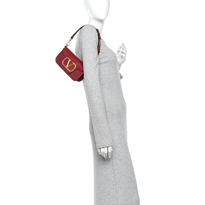 Smooth Calfskin Vlogo Mini Loco Crossbody Bag Dark Red
