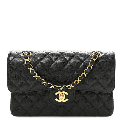 Caviar Quilted Small Double Flap Black