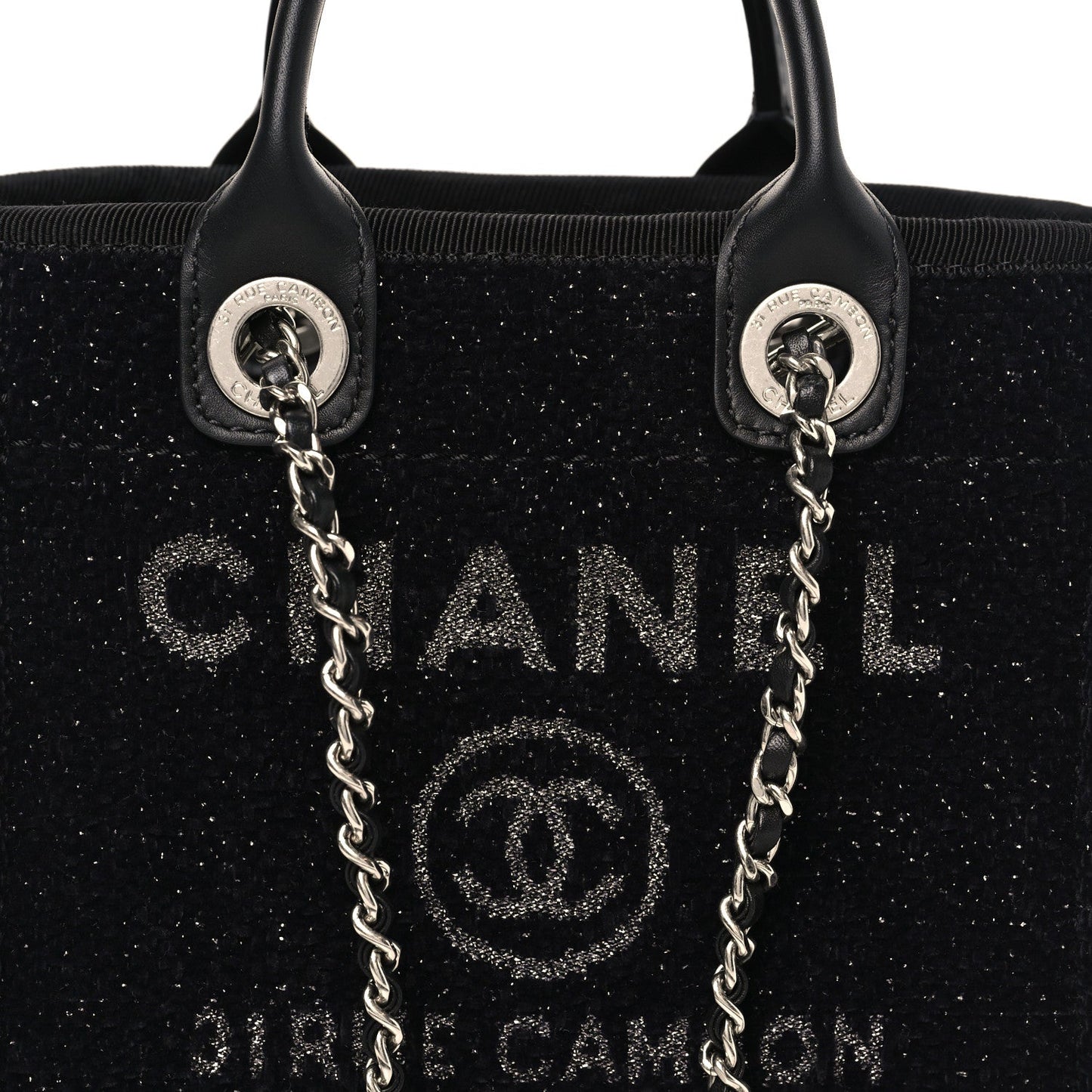 Lurex Canvas Mini Deauville Tote Black