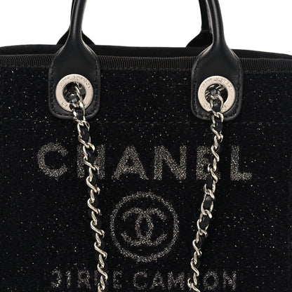 Lurex Canvas Mini Deauville Tote Black