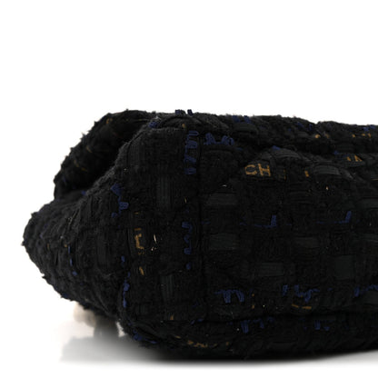 Tweed Quilted Medium Chanel 19 Flap Navy Blue Black