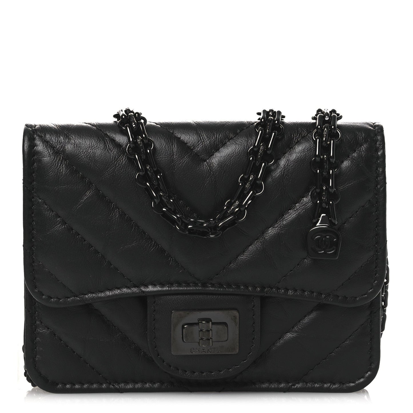 Aged Calfskin Chevron Quilted Reissue Belt Bag So Black