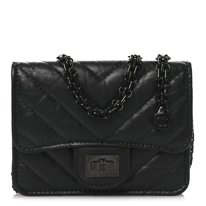 Aged Calfskin Chevron Quilted Reissue Belt Bag So Black