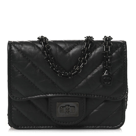 Aged Calfskin Chevron Quilted Reissue Belt Bag So Black