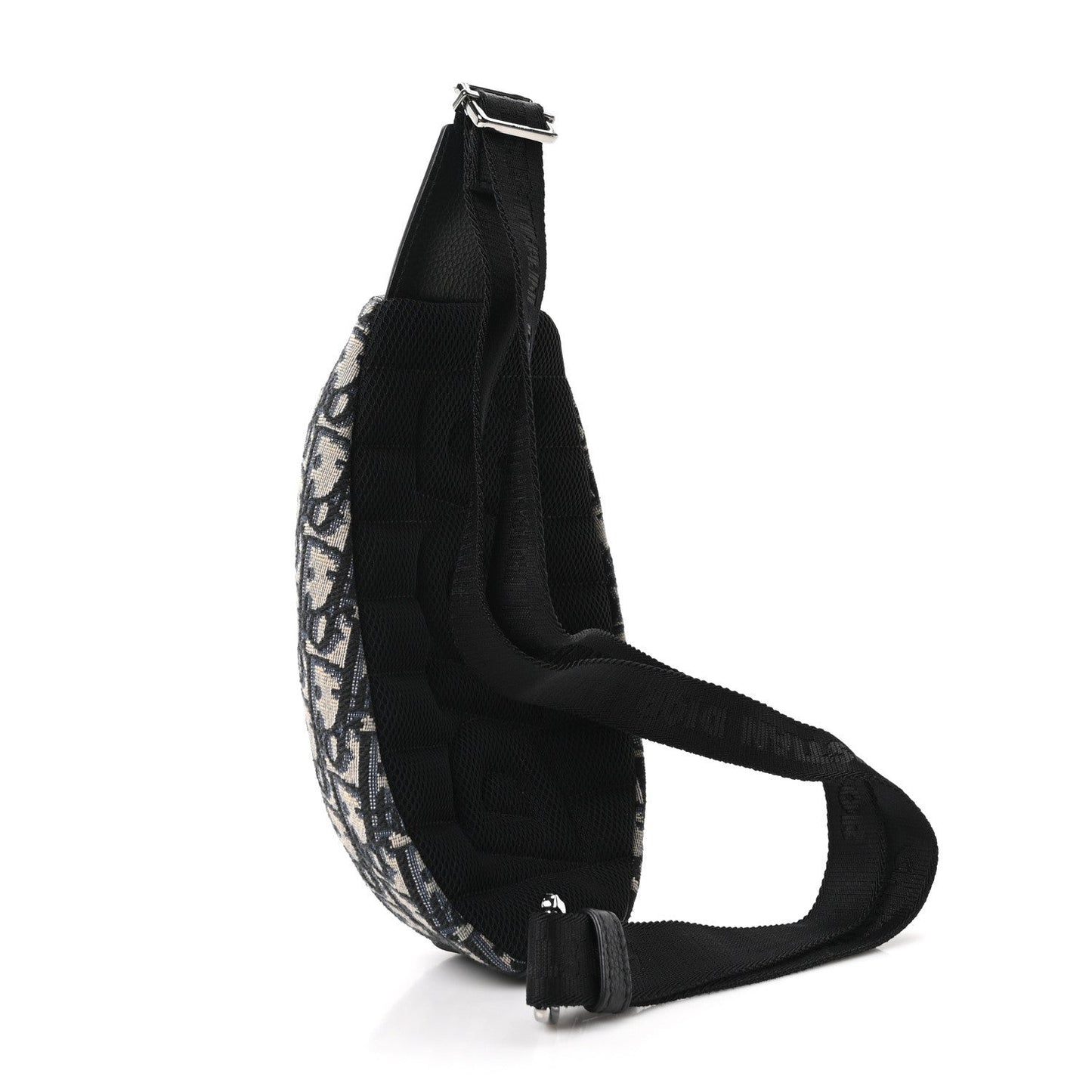 Grained Calfskin Oblique Scarab Sling Bag Blue Black