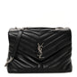Calfskin Y Quilted Monogram Medium Loulou Chain Satchel Black