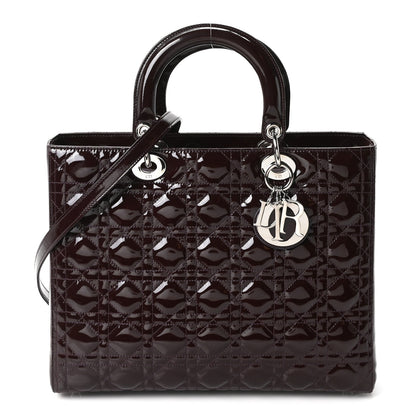 Patent Cannage Large Lady Dior Burgundy