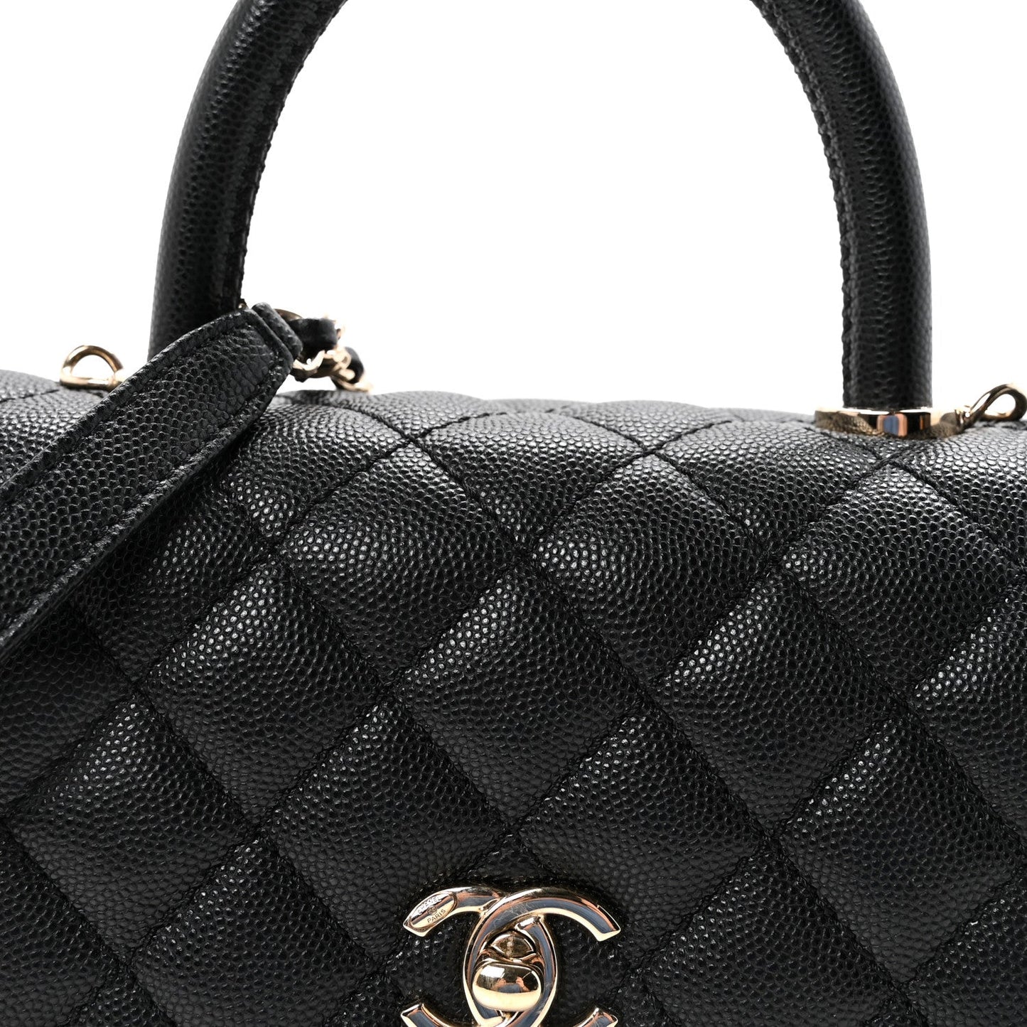 Caviar Quilted Mini Coco Handle Flap Black