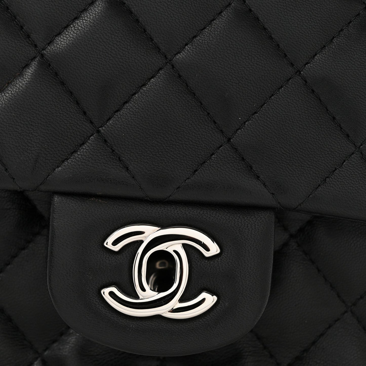 Lambskin Quilted Mini Square Flap Black