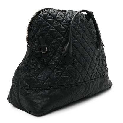 Coated Canvas Quilted Large Garment Travel Bag Black