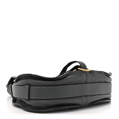 Grained Calfskin Medium Marcie Saddle Bag Iron Grey