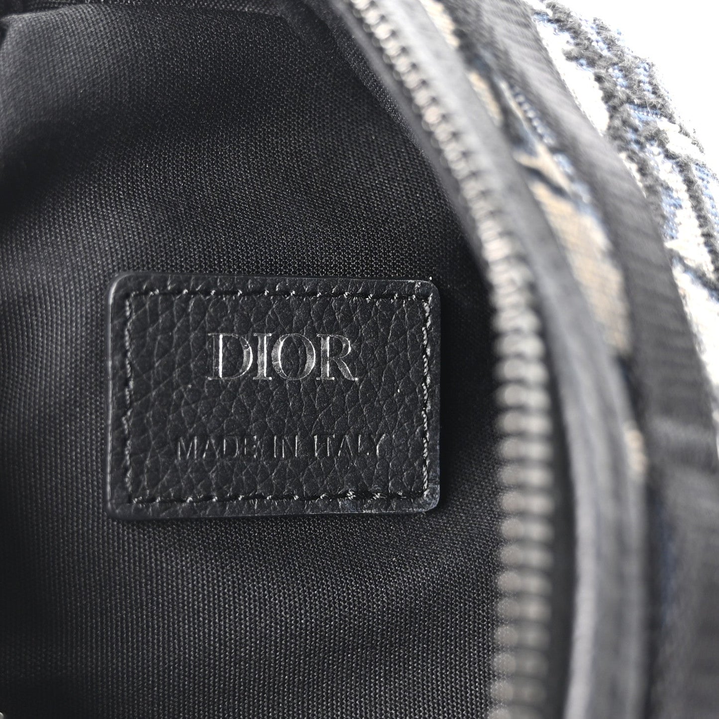 Grained Calfskin Oblique Scarab Sling Bag Blue Black