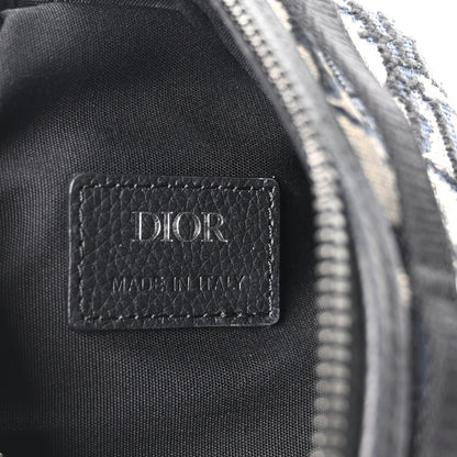 Grained Calfskin Oblique Scarab Sling Bag Blue Black