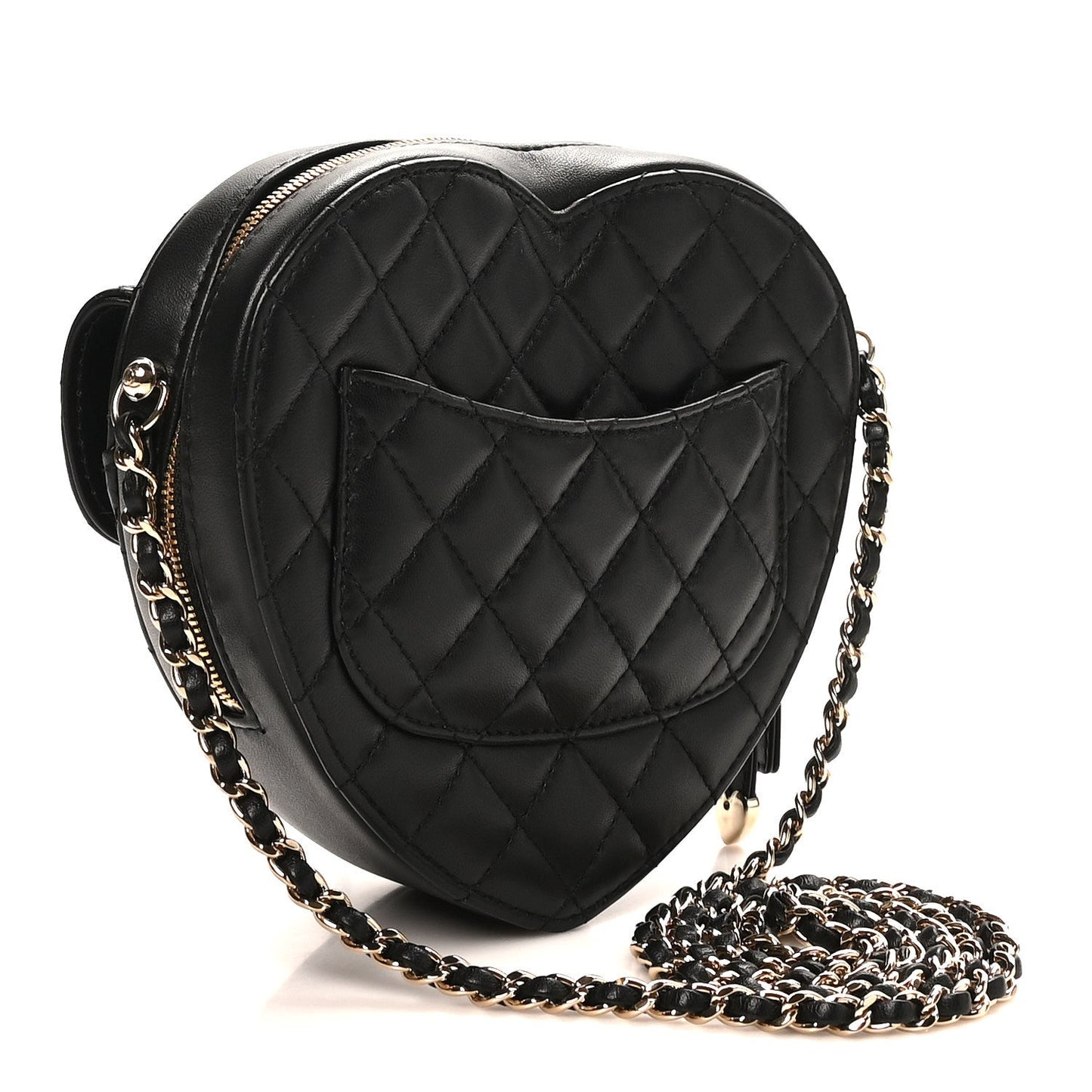 Lambskin Quilted CC In Love Heart Bag Black