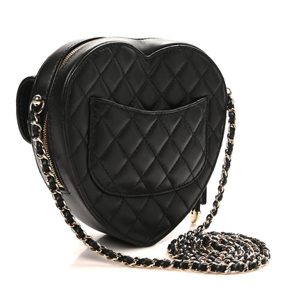 Lambskin Quilted CC In Love Heart Bag Black