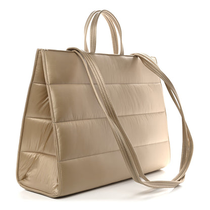 Nylon Large Puff Shopping Bag Cream