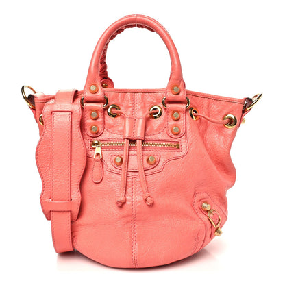 Agneau Giant 12 Gold Hardware Mini Pompon Rose Azalee