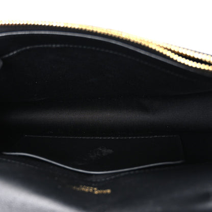 Lambskin Matelasse Chevron Monogram Envelope Chain Wallet Black