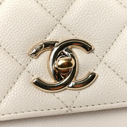 Caviar Quilted Small Business Affinity Flap White