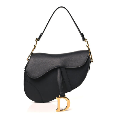 Grained Calfskin Saddle Bag Black