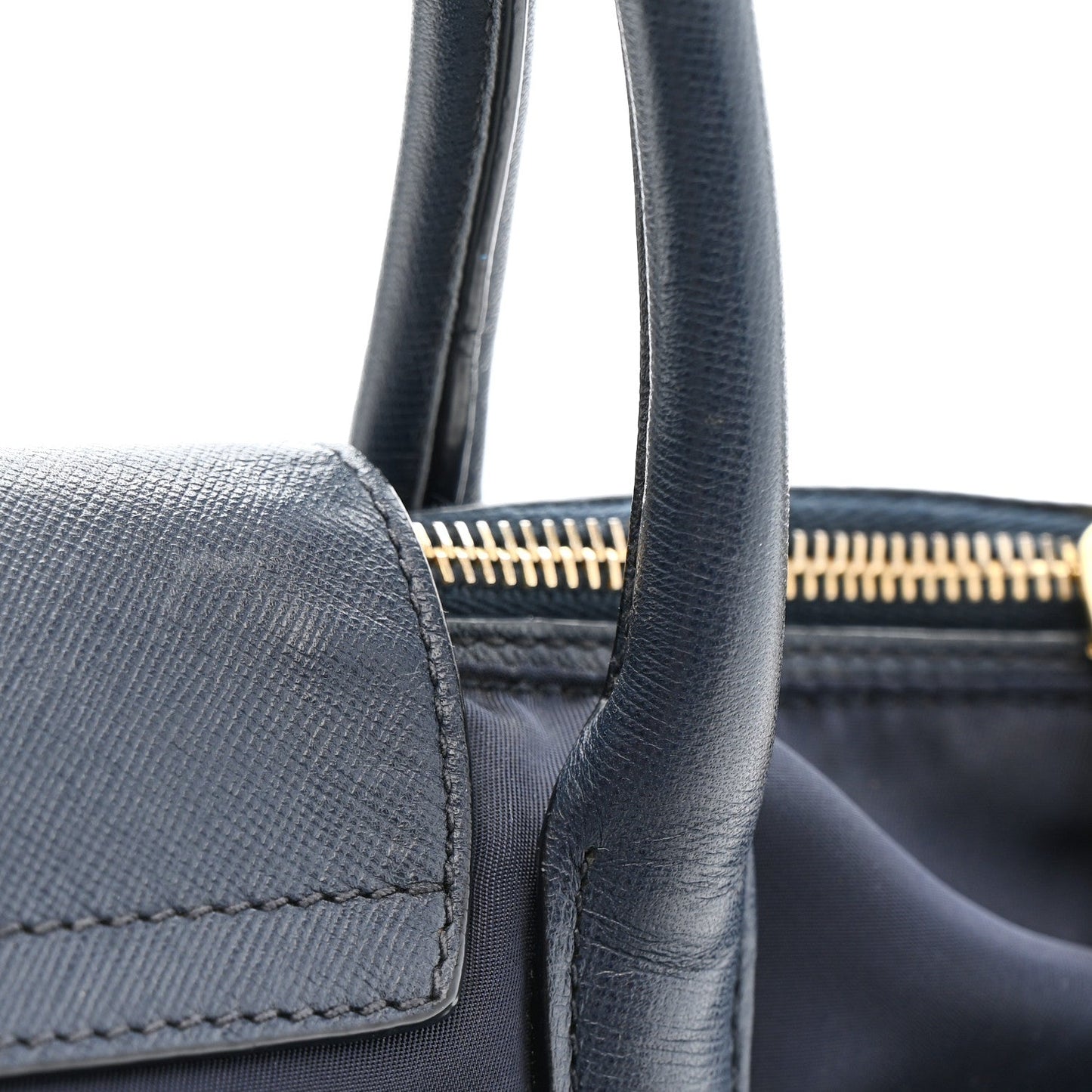 Tessuto Nylon Saffiano Shopping Tote Navy