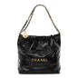 Shiny Calfskin Quilted Small Chanel 22 Black