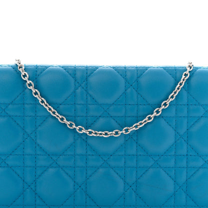 Lambskin Cannage Lady Dior Convertible Clutch Blue