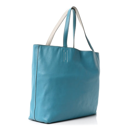 Veau Sikkim Double Sens 36 Reversible Tote Turquoise Gris Perle