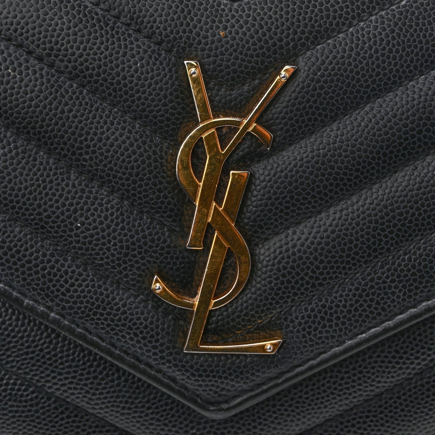 Grain De Poudre Matelasse Chevron Monogram Chain Wallet Black