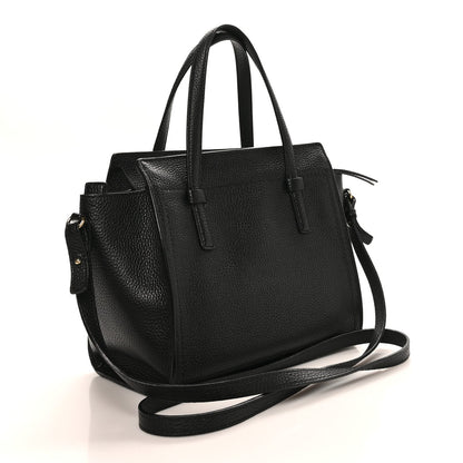 Hammered Calfskin Double Handle Small Amy Tote Black