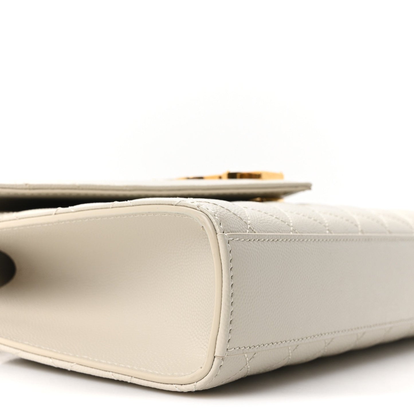 Grain De Poudre Textured Mixed Matelasse Medium Triquilt Monogram Satchel Crema Soft