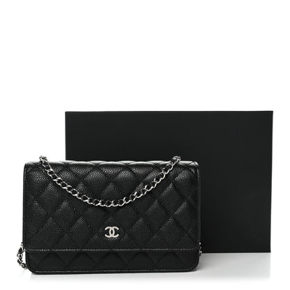 Caviar Quilted Wallet on Chain WOC Black