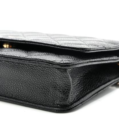Caviar Quilted Wallet On Chain WOC Black