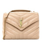 Calfskin Y Quilted Monogram Small Loulou Chain Satchel Dark Beige