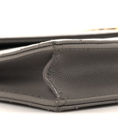 Grain De Poudre Matelasse Chevron Monogram Envelope Chain Wallet Fog