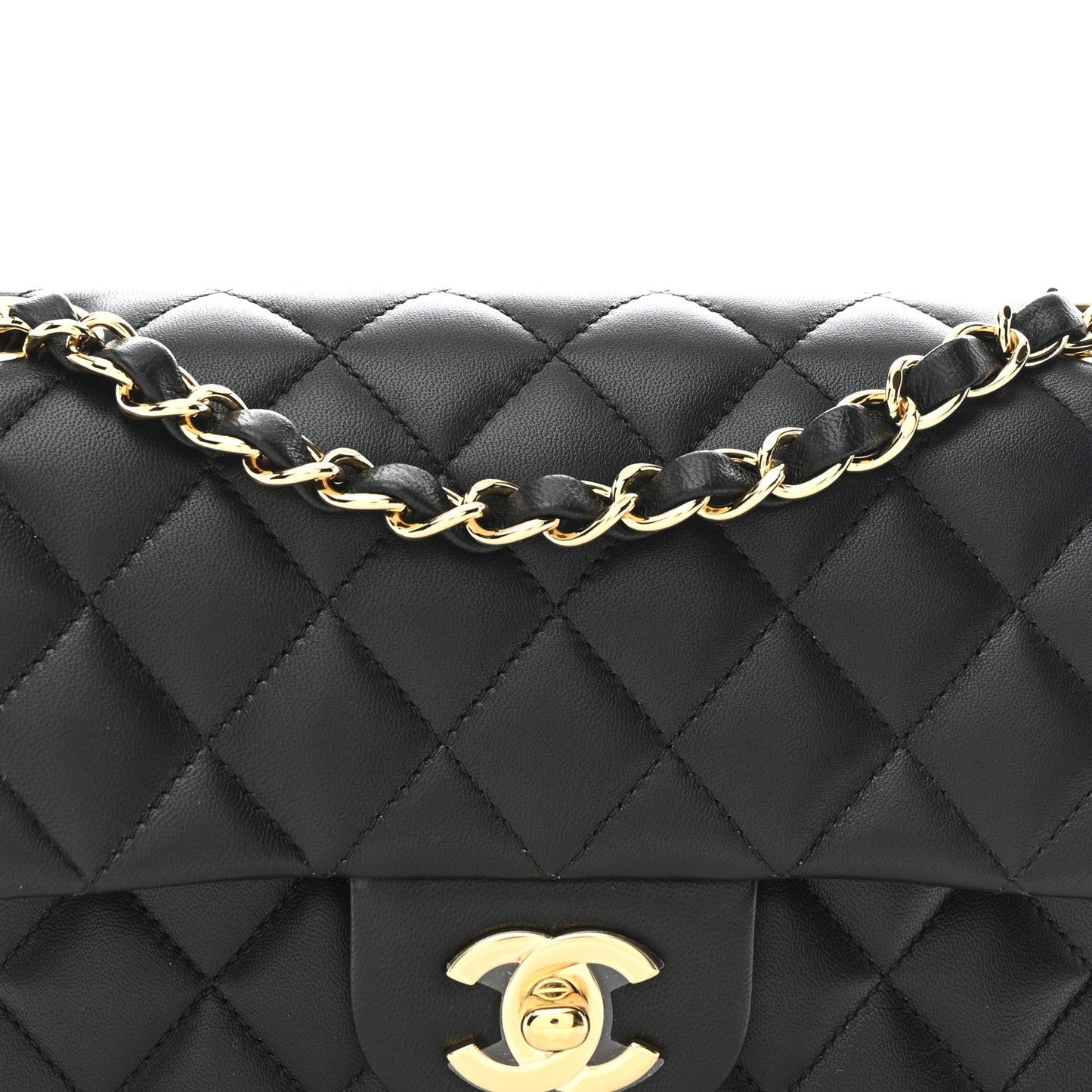 Lambskin Quilted Small Double Flap Black
