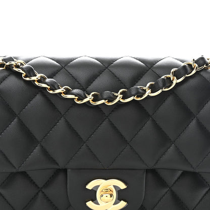 Lambskin Quilted Small Double Flap Black