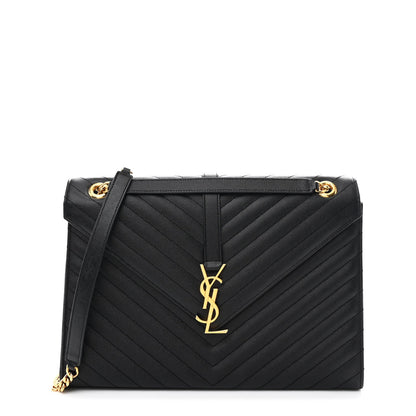 Grain De Poudre Matelasse Chevron Large Monogram Satchel Black