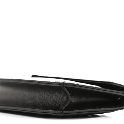 Grain De Poudre Matelasse Chevron Monogram Envelope Chain Wallet Black