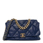 Goatskin Quilted Maxi Chanel 19 Flap Navy Blue