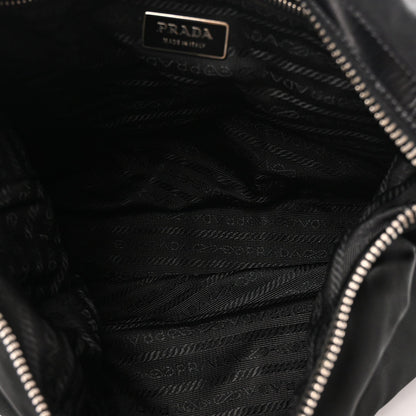 Tessuto Nylon Zip Hobo Black