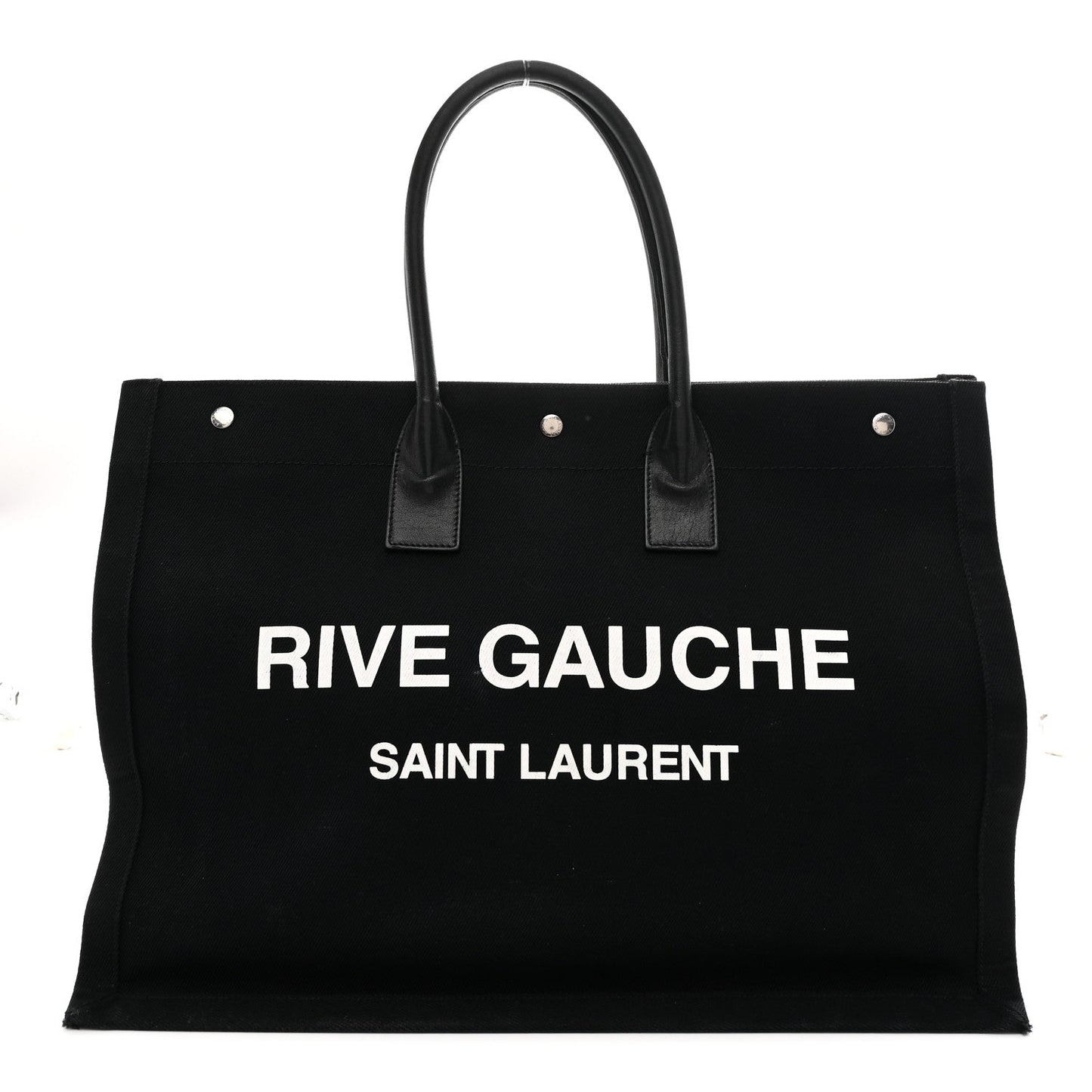 Linen Calfskin Rive Gauche Tote Black