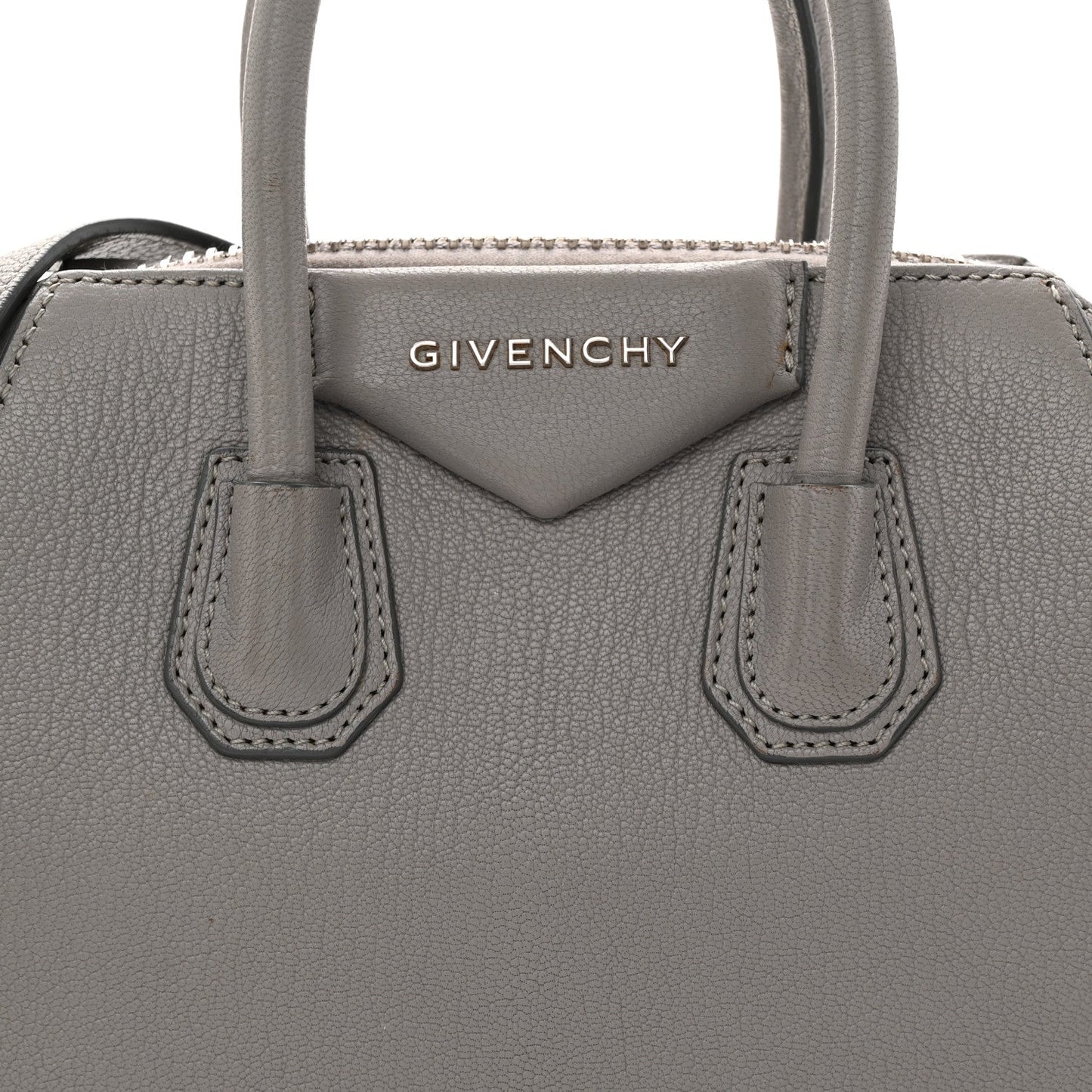 Sugar Goatskin Mini Antigona Pearl Grey