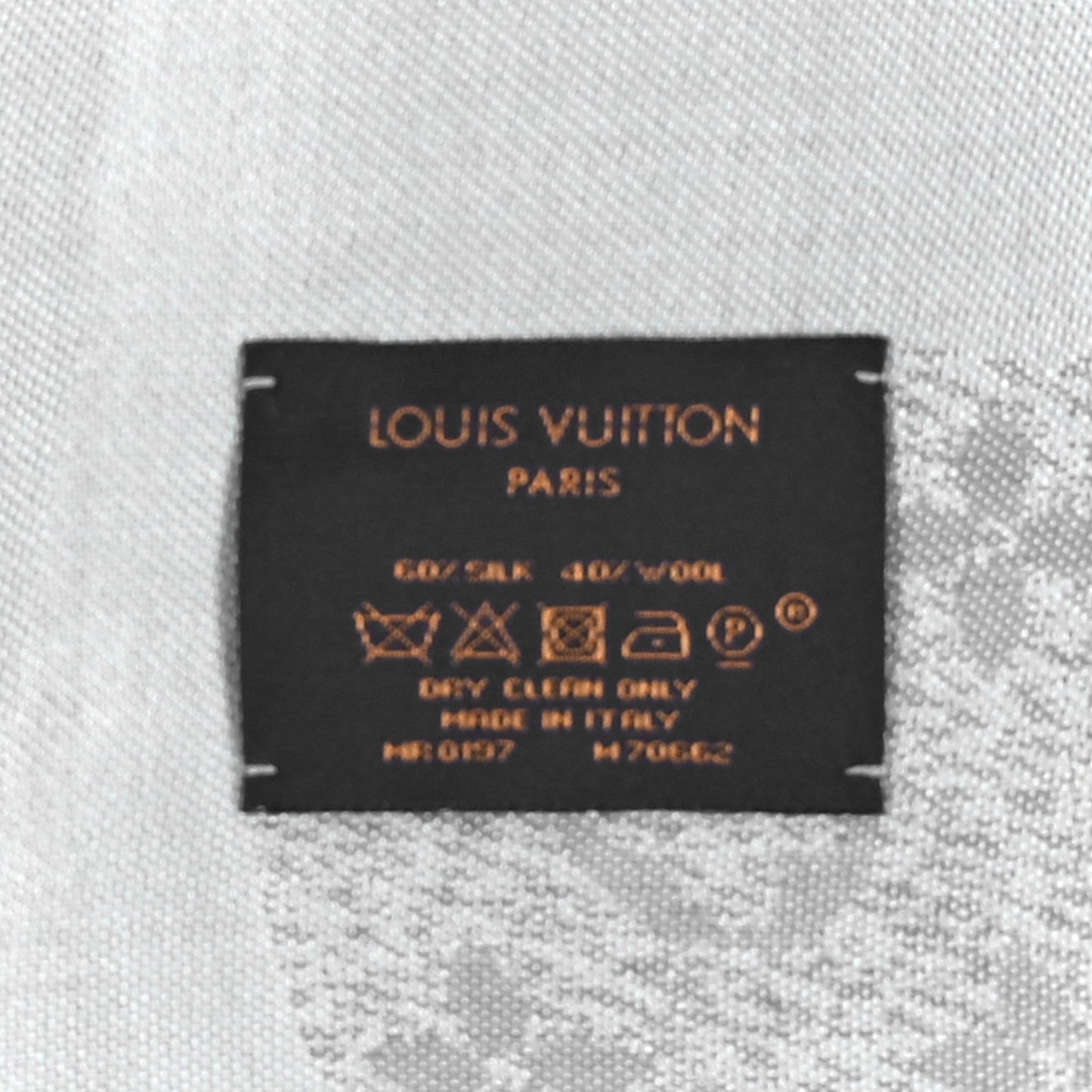 Silk Wool Monogram Infra Shawl Blue