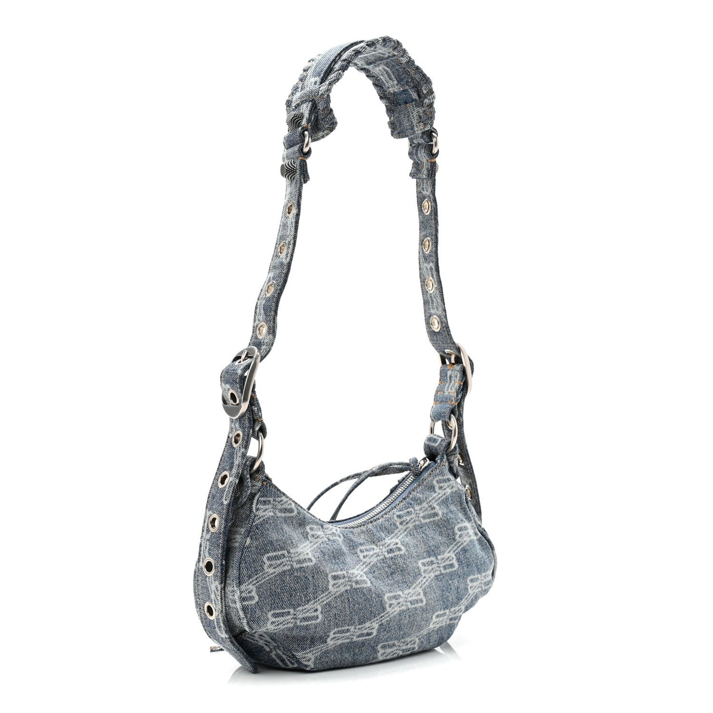 Denim BB Monogram Le Cagole Shoulder Bag XS Blue